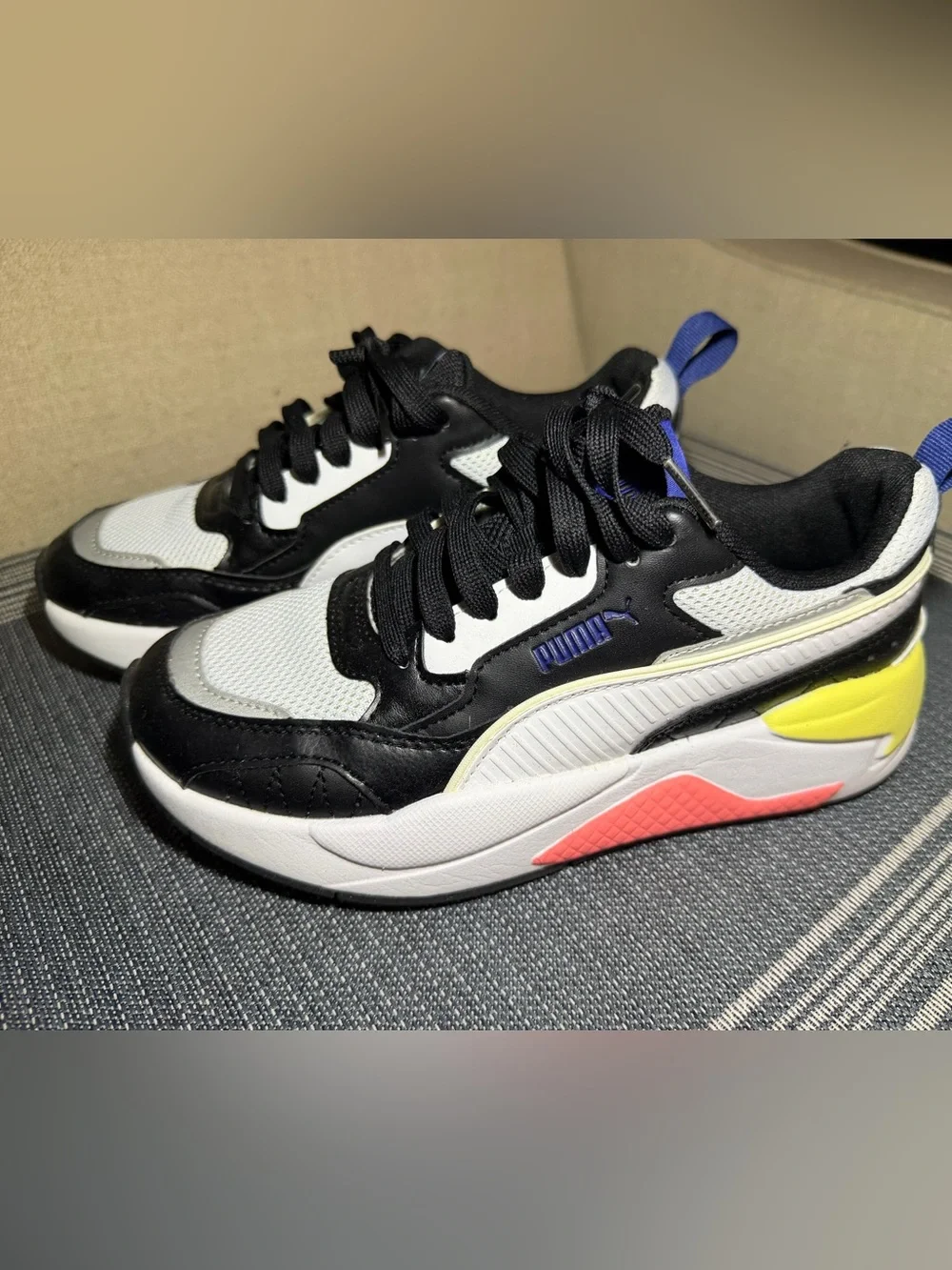 Puma Black, White & Coral Low-Top Athletic Sneaker